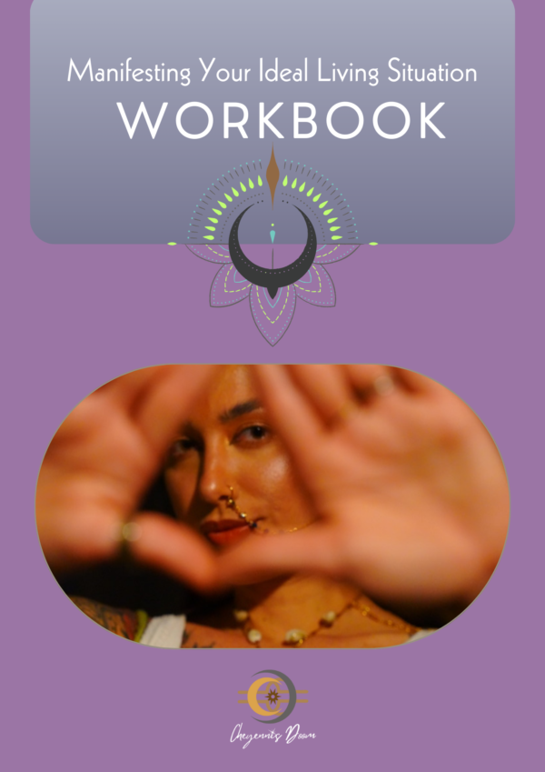 Manifesting Your Ideal Living Situation Workbook - A guided workbook designed to help individuals visualize, plan, and align their goals for creating their dream home using practical steps, journal prompts, and visualization exercises.